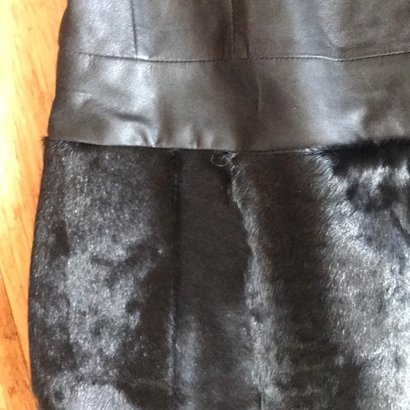 Theory Leather & Fur Black Mod Dress Size 2 - Picture 2 of 8